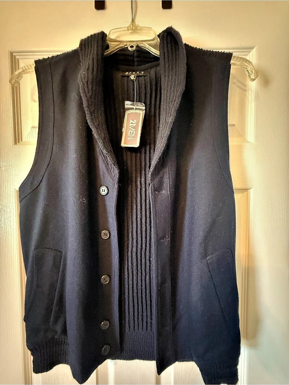 21men Navy Button-Front Knit Vest NWT